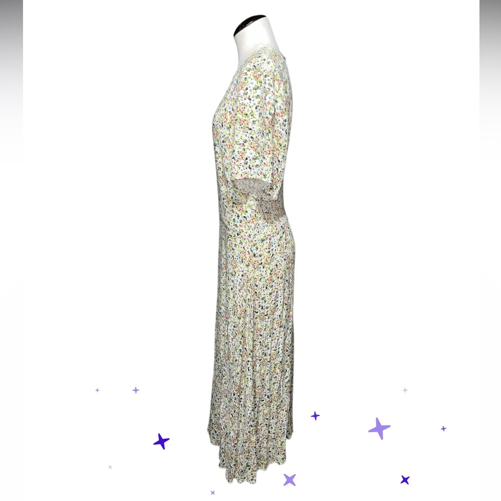 AFRM Janice Green Floral Midi Dress ditsy smocked Bridgerton small cottage core - Picture 5 of 15